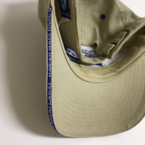 Hawaii Surfware Hat Khaki Blue Embroider Dad Cap Islands Written Brim All Cotton - Picture 12 of 15